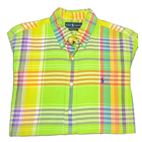Polo Ralph Lauren Madris Plaid 100% Cotton Button-down Shirt Sz Lrg Long sleeve - Picture 1 of 8